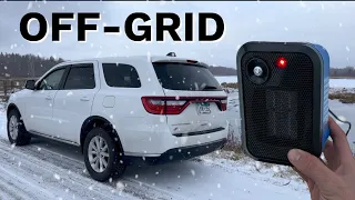 Winter Camping OFF-GRID with a Cheap Amazon Heater - Light Snow | SUV Camping