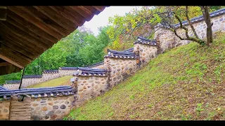 gentle rain sound for sleeping / backyard of a beautiful hanok in korea / 3 hours / 4K video