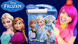 Coloring Frozen Elsa & Anna Magic Ink Coloring Book | Imagine Ink Marker