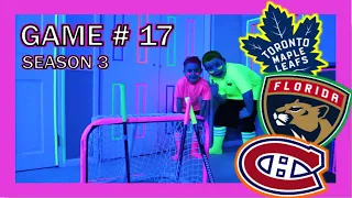 KNEE HOCKEY SEASON 3 - GAME 17 - MAPLE LEAFS / PANTHERS / CANADIENS - QUINNBOYSTV - GLOW IN THE DARK