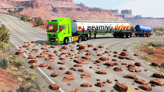 Cars vs Rocks on Road #4 | BeamNG.DRIVE