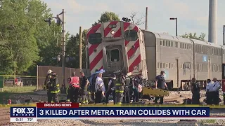 Three killed when Metra train hits car