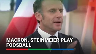 France's Macron plays foosball with German president