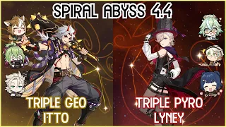 Itto Triple Geo & Lyney Triple Pyro - Spiral Abyss 4.4 Floor 12 | Full Star Clear