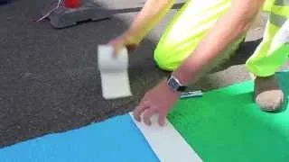 Cold plastic application with preformed thermoplastic road marking