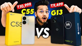 Moto G13 Vs Realme C55 * Full Comparison * Camera, Gaming, Best Phone Under 10000