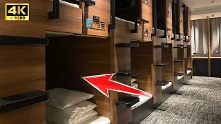 【4K】Cheap capsule hotel in Osaka, 🇯🇵Japan😪🛌Daitoyo onsen, sauna and drinks are free.