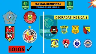 Daftar Tim Lolos semifinal dan Degradasi Liga 2 Serta jadwal pertandingan Semifinal #liga2indonesia