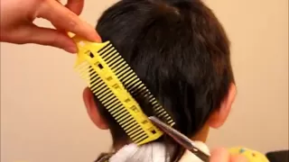 How To Cut Boy's Kids' Hair Haircut Tutorial - CombPal Scissor Clipper Over Comb Guide Video 5