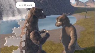 Godzilla teaches Minilla how to atomic breath - Kaiju Universe Meme