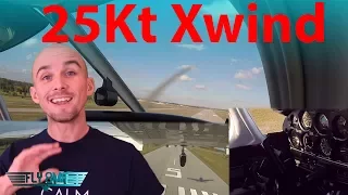 MAX X WIND Landing! 25 Knot Crosswind | Piper Warrior HOW TO