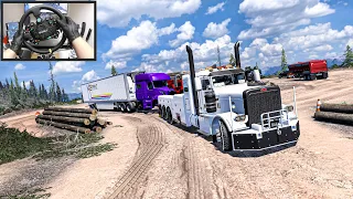 Towing a Massive Truck with a Trailer! - American truck Simulator - Moza R9 Setup