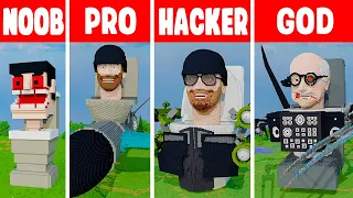 Minecraft SKIBIDI TOILETS STATUE BUILD CHALLENGE - NOOB vs PRO vs HACKER vs GOD / Animation
