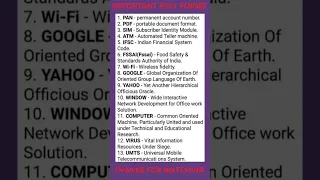 important full forms - GK full form daily uses full forms