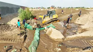 Exciting New Update! Sand Filling Up Lotus Lake Bulldozer Pushing Clearing Sand Truck Unloading Sand