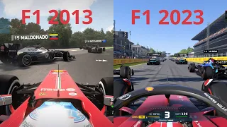 F1 2013 vs F1 2023 game comparison