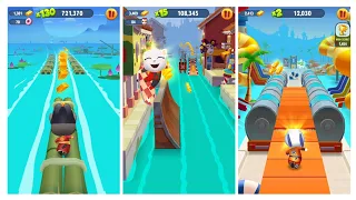 Talking Tom Gold Run Water Park vs Venice Canals vs Chinese Water World Android Gameplay