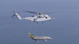 The CH-53K King Stallion transports the F-35C