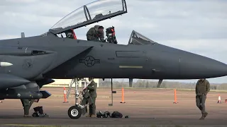 2x Lakenheath F-15 - Start Up - Departure - RAF Fairford - 07/02/22
