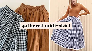 DIY Gathered Midi-Skirt (With Pockets!) | How To Make A Gathered Skirt