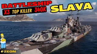 🇷🇺🏆Soviet battleship Slava🔥340k🔥x3 #worldofwarships