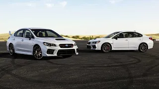 2020 Subaru Series.White WRX and STI