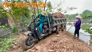 Viẹt Nam Cong nong truck |  Công nông một khối chở đất sa lầy cực mạnh | Máy xúc xích Doosan 55a