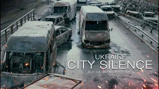 The soul of a city without people. Irpin, Bucha, Gostomel. aerial photography. War in Ukraine