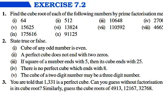 Chapter 7 Cube and Cube Roots || Full Exercise 7.2 & Basic || Class 8 Maths || RBSE CBSE NCERT