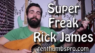 Super Freak - Rick James - Guitar Tutorial with bass tabs