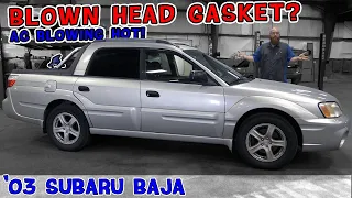 Subie Issues! Is the head gasket blown? AC blowing hot! CAR WIZARD addresses both on this '03 Baja