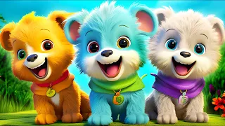 Three  Cute Baby Dogs  , Baby Shark Dance doo doo 🎉🦈 , Wheels on The Bus ,#babyshark  #cocomelon