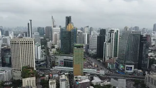 Bangkok Thailand Drone Aerial Stock Footage 4K over Sukhumvit Dec 2022