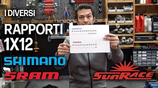 I diversi rapporti 1x12 di Shimano, SRAM e Sunrace