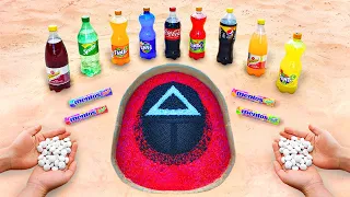 Squid Game Mask Logo in the Hole with Orbeez, Coca Cola, Mentos & Popular Sodas