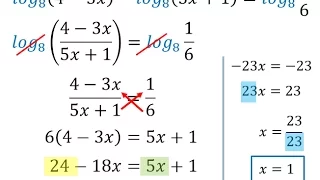 Ecuaciones logaritmicas aplicando propiedades