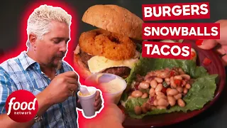 Guy Fieri's Tasty Adventures with Burgers, Snowballs, and Tacos! | Diners, Drive-Ins & Dives