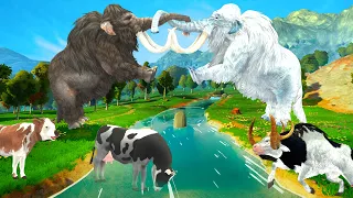 Woolly Mammoth vs Vs White Zombie Mammoth Save Cartoon Cow Animal Revolt Epic Battle