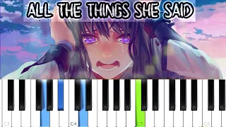 t.A.T.u. - All The Things She Said  (Piano tutorial)