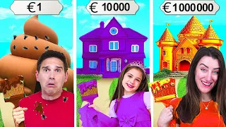 SOPRAVVIVIAMO IN UNA CASA DA €1 EURO CONTRO €1 MILIONE NEL TUO COLORE PER 24 ORE CHALLENGE !