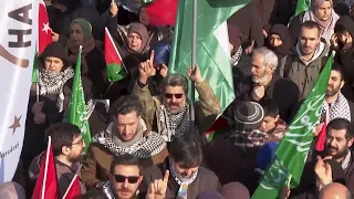 Thousands of pro-Palestinian protesters march in Istanbul as Israel-Gaza war enters 100th day