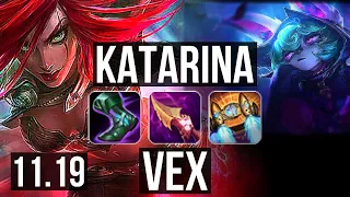 KATARINA vs VEX (MID) (DEFEAT) | Quadra, 2.1M mastery, 500+ games | EUW Master | v11.19