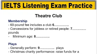 Theatre Club listening practice test 2024 with answers | IELTS Real Exam Listening | IELTS LISTENING