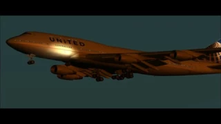 FS2004 - United Airlines 747-400 Landing in DFW