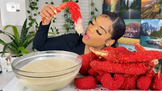 KING CRAB SEAFOOD BOIL| FRIED HOT CHEETOS 🥵 KING CRAB| LOBSTER TAILS| SHRIMP WITH CHEESE + RECIPE