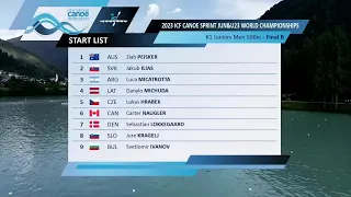 Men K1 Junior 500m Final B / 2023 ICF Canoe-Kayak Sprint Junior & U23 World Championships Auronzo