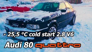 1994 Audi 80 2.8V6 -25,5°C cold start, Norway