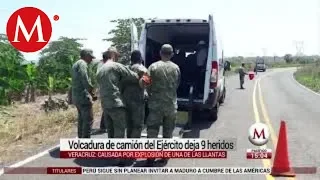 Volcadura de camión del Ejército deja 9 heridos en Veracruz