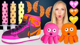 ASMR EDIBLE NIKE SHOE, SYRINGE SHOOTER, OCTOPUS CAKE, EDIBLE BUTTERFLY MUKBANG 먹방 꿀벌