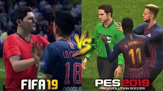 FIFA 19 Vs. PES 2019 | Referee Realism | Fouls & Cards | Gameplay Comparison